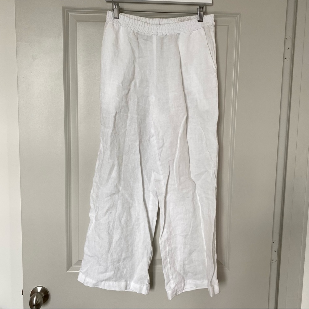 Sauths White Linen Wide Leg Pants - Picture 5 of 7
